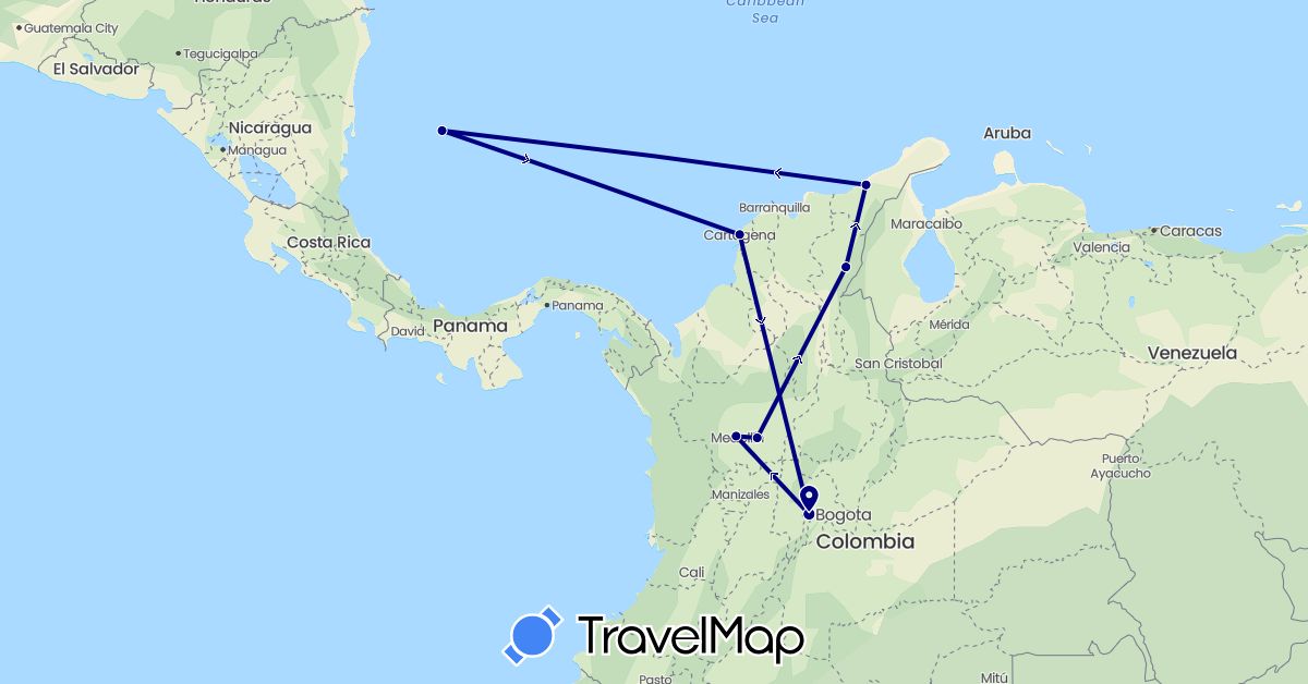 TravelMap itinerary: driving in Colombia (South America)